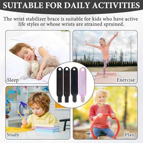 Férulas para Muñeca Panthra para Niños, 4 Piezas, Soporte Nocturno Ajustable, Compresión, Ideal para Sueño y Deportes (Rosa+Negro) - imagen 7