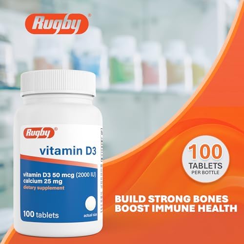 Rugby Vitamina D3 2000 IU (50 mcg) - Suplemento diario sin gluten para huesos, dientes y salud inmunológica, 100 tabletas - imagen 2