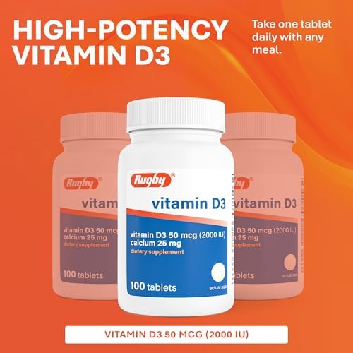 Rugby Vitamina D3 2000 IU (50 mcg) - Suplemento diario sin gluten para huesos, dientes y salud inmunológica, 100 tabletas - imagen 4