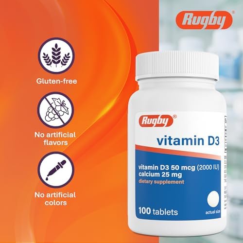 Rugby Vitamina D3 2000 IU (50 mcg) - Suplemento diario sin gluten para huesos, dientes y salud inmunológica, 100 tabletas - imagen 7