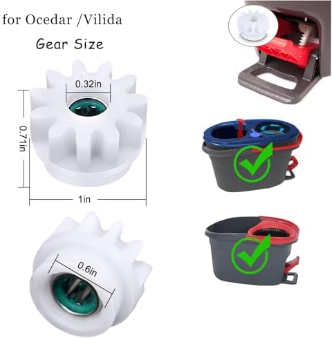 YWSH 6 Piezas de Engranaje para Cubeta de Mopa Giratoria Compatible con Ocedar Vilida Easy Mop con Rodamientos y Clutch Unidireccional - imagen 2