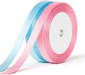 LIQWEI 2 Rollos de Cinta Rosa y Azul, Cinta de Satén Doble Cara para Regalos, Manualidades, Flores, Pasteles de Cumpleaños y Decoraciones de Fiesta - imagen 1