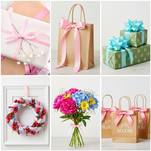 LIQWEI 2 Rollos de Cinta Rosa y Azul, Cinta de Satén Doble Cara para Regalos, Manualidades, Flores, Pasteles de Cumpleaños y Decoraciones de Fiesta - imagen 7