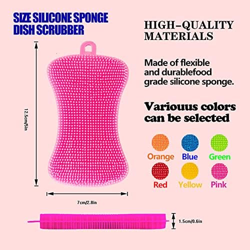 Esponjas de Silicón para Lavar Platos, 6 Piezas Reutilizables, Esponjas de Limpieza Doble Cara, Multicolor, Antiadherentes para Platos, Frutas y - imagen 2