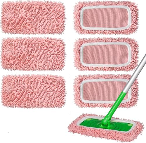 ZEHRAI 6 Piezas de Almohadillas de Microfibra Reutilizables Compatibles con Swiffer Sweeper, Cubiertas para Mopa Húmeda y Seca, Repuestos para - imagen 1