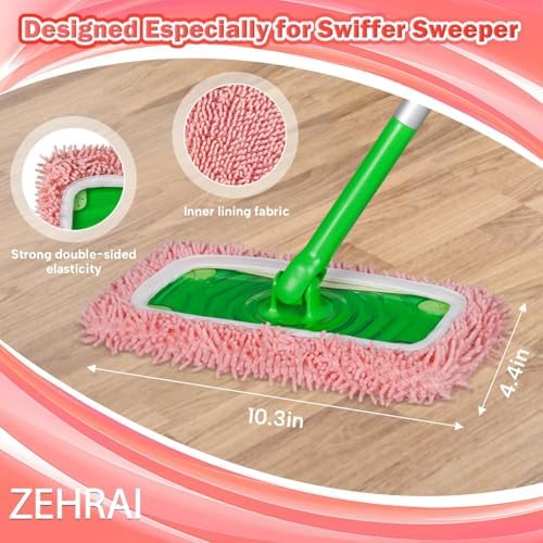 ZEHRAI 6 Piezas de Almohadillas de Microfibra Reutilizables Compatibles con Swiffer Sweeper, Cubiertas para Mopa Húmeda y Seca, Repuestos para - imagen 2