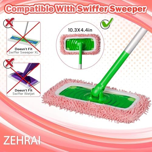 ZEHRAI 6 Piezas de Almohadillas de Microfibra Reutilizables Compatibles con Swiffer Sweeper, Cubiertas para Mopa Húmeda y Seca, Repuestos para - imagen 4