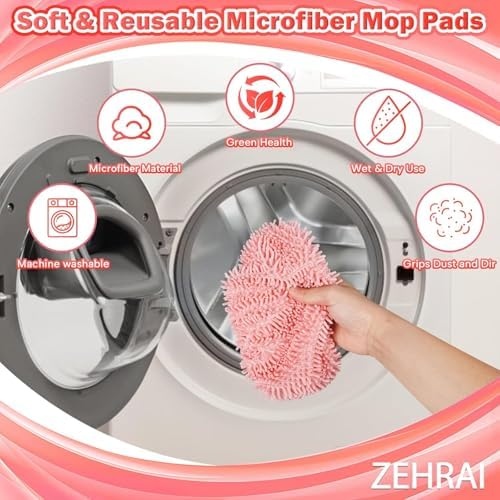 ZEHRAI 6 Piezas de Almohadillas de Microfibra Reutilizables Compatibles con Swiffer Sweeper, Cubiertas para Mopa Húmeda y Seca, Repuestos para - imagen 5