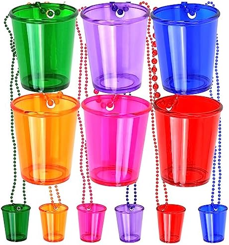 Juego de 12 Vasos de Chupito Iconikal en Collar de Perlas, Colores Variados, Plástico Duradero de 2 oz, Ideal para Tailgating y Más - imagen 1