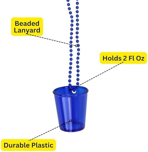 Juego de 12 Vasos de Chupito Iconikal en Collar de Perlas, Colores Variados, Plástico Duradero de 2 oz, Ideal para Tailgating y Más - imagen 3