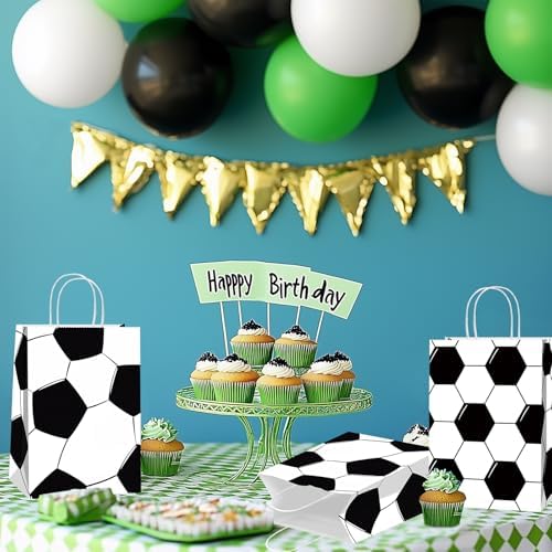 BQC 16 Piezas de Bolsas de Regalo de Fútbol con Asas para Decoraciones de Fiesta de Fútbol - imagen 2