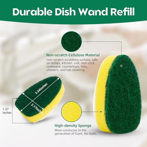 Recargas de Esponjas para Varita de Platos Sin Rayones, Cabezas de Reemplazo para Dishwand, Almohadillas de Fregado a Prueba de Rayones, Seguras para - imagen 5