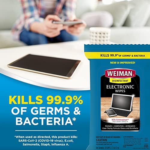 Toallitas Desinfectantes Electrónicas Weiman - Paquete de 2 - Limpieza Segura para Laptop, Computadora, TV y Pantallas - 15 Toallitas - imagen 6