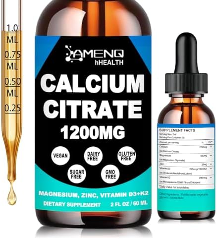 Calcio Citrato 1200 mg con Vitamina D3 K2 - Gotas Líquidas para Huesos y Dientes, Alta Absorción, Vegano, Sin Azúcar, No Transgénico - imagen 1