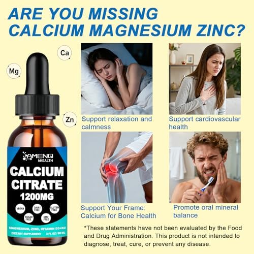 Calcio Citrato 1200 mg con Vitamina D3 K2 - Gotas Líquidas para Huesos y Dientes, Alta Absorción, Vegano, Sin Azúcar, No Transgénico - imagen 3