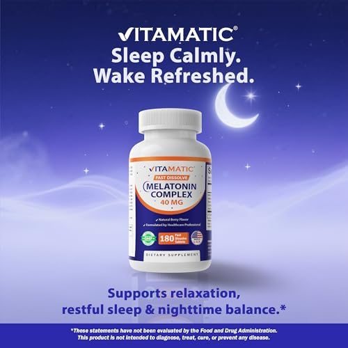 Vitamatic Complejo de Melatonina de Rápida Disolución 40 mg – Sabor a Frutos Rojos – 180 Tabletas | Con Remolacha, Manzanilla y Extracto de - imagen 4