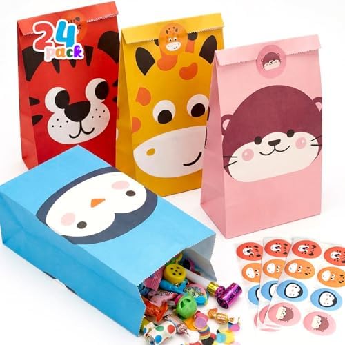 Bolsas de Fiesta para Animales Pequeños JOHOUSE, 24 Piezas, 4.7x 3.1x 8.7, con Stickers, Bolsas de Regalo para Cumpleaños, Decoraciones para Fiestas - imagen 1