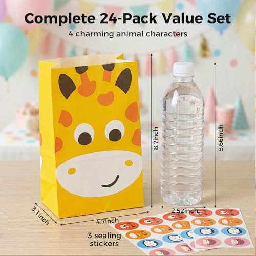 Bolsas de Fiesta para Animales Pequeños JOHOUSE, 24 Piezas, 4.7x 3.1x 8.7, con Stickers, Bolsas de Regalo para Cumpleaños, Decoraciones para Fiestas - imagen 2