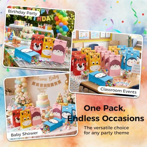 Bolsas de Fiesta para Animales Pequeños JOHOUSE, 24 Piezas, 4.7x 3.1x 8.7, con Stickers, Bolsas de Regalo para Cumpleaños, Decoraciones para Fiestas - imagen 7