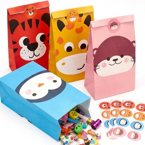 Bolsas de Fiesta para Animales Pequeños JOHOUSE, 24 Piezas, 4.7x 3.1x 8.7, con Stickers, Bolsas de Regalo para Cumpleaños, Decoraciones para Fiestas - imagen 8