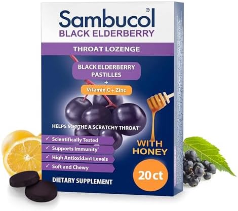 Pastillas para la Garganta Sambucol de Saúco Negro - con Saúco Negro, Vitamina C, Zinc y Miel, Alivia Gargantas Irritadas, Alto en Antioxidantes, Sin - imagen 1