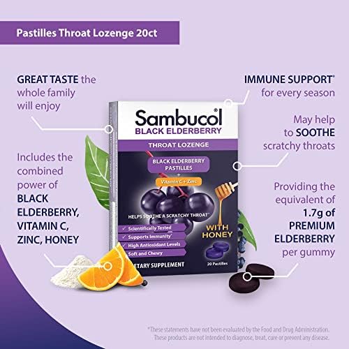 Pastillas para la Garganta Sambucol de Saúco Negro - con Saúco Negro, Vitamina C, Zinc y Miel, Alivia Gargantas Irritadas, Alto en Antioxidantes, Sin - imagen 3