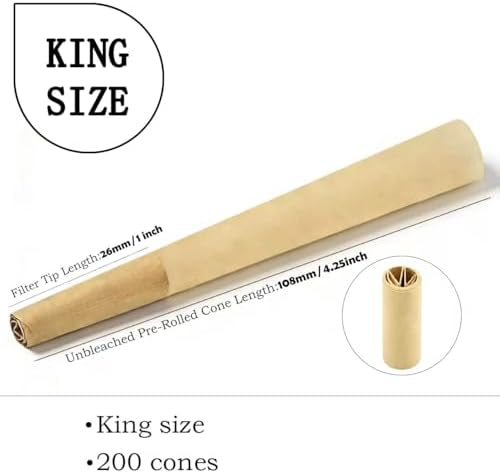 Paquete de 200 Conos de Papel para Fumar | Tamaño King | 108mm | Conos Pre-enrollados con Cargador y Palitos de Compactación - imagen 6