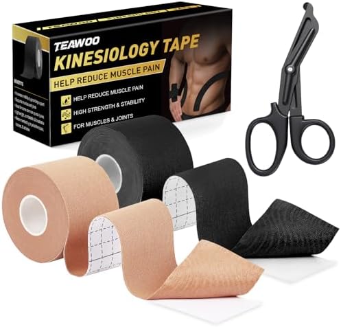 Cinta Kinesiológica TEAWO 2 Rollos (5cm X 5m) – Impermeable, Hipoalergénica, Sin Látex, Soporte Muscular y Articular para Recuperación Deportiva - imagen 1