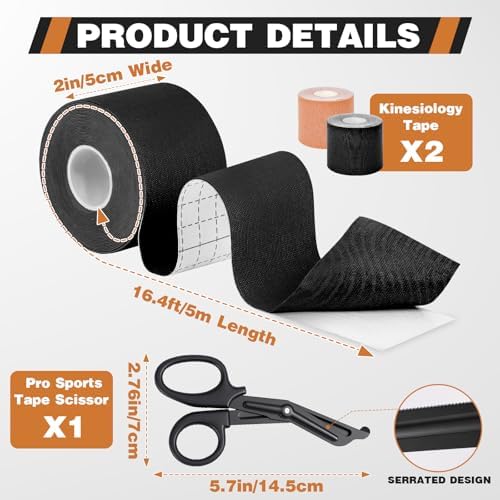 Cinta Kinesiológica TEAWO 2 Rollos (5cm X 5m) – Impermeable, Hipoalergénica, Sin Látex, Soporte Muscular y Articular para Recuperación Deportiva - imagen 2