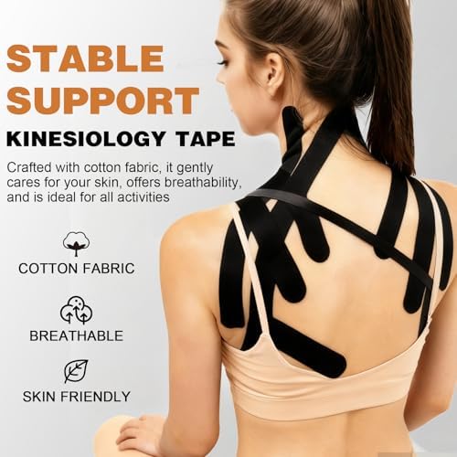Cinta Kinesiológica TEAWO 2 Rollos (5cm X 5m) – Impermeable, Hipoalergénica, Sin Látex, Soporte Muscular y Articular para Recuperación Deportiva - imagen 4