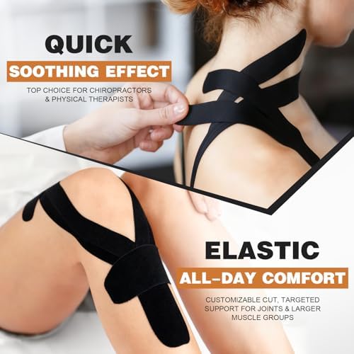Cinta Kinesiológica TEAWO 2 Rollos (5cm X 5m) – Impermeable, Hipoalergénica, Sin Látex, Soporte Muscular y Articular para Recuperación Deportiva - imagen 5