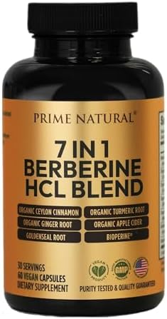 NATURAL Berberina HCl 600mg, Canela de Ceilán Orgánica 400mg, Cúrcuma Orgánica 200mg, Jengibre Orgánico 130mg, Vinagre de Manzana Orgánico 65mg, Raíz - imagen 1