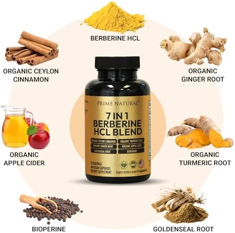 NATURAL Berberina HCl 600mg, Canela de Ceilán Orgánica 400mg, Cúrcuma Orgánica 200mg, Jengibre Orgánico 130mg, Vinagre de Manzana Orgánico 65mg, Raíz - imagen 5