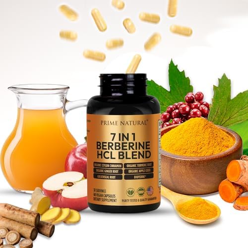 NATURAL Berberina HCl 600mg, Canela de Ceilán Orgánica 400mg, Cúrcuma Orgánica 200mg, Jengibre Orgánico 130mg, Vinagre de Manzana Orgánico 65mg, Raíz - imagen 6