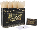 Set de Bolsa Grande Negra de 13'' para Regalo de Jubilación con Asas, Tarjeta de Felicitación, Papel de Seda y Stickers, Diseño de Feliz Jubilación, - imagen 1