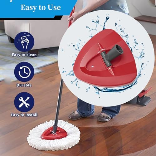 Cabezal de Repuesto para Mop Giratorio Compatible con O-Cedar EasyWring 1-Tanque, Cubierta Triangular de Plástico, Base de Mop Giratorio, Rojo - imagen 2