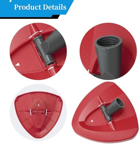 Cabezal de Repuesto para Mop Giratorio Compatible con O-Cedar EasyWring 1-Tanque, Cubierta Triangular de Plástico, Base de Mop Giratorio, Rojo - imagen 3