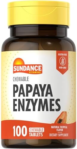 Sundance Enzimas de Papaya | 100 Tabletas Masticables | Sabor Tropical Natural | Suplemento Vegetariano, Sin OGM y Sin Gluten - imagen 1