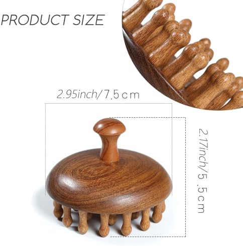 Peine de Masaje de Cuero Cabelludo de Madera iunxkmi - Herramienta de Masaje de Cabeza de Sándalo, Cepillo Gua Sha para Crecimiento Capilar y Masaje - imagen 6