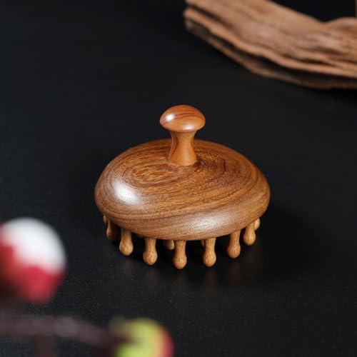 Peine de Masaje de Cuero Cabelludo de Madera iunxkmi - Herramienta de Masaje de Cabeza de Sándalo, Cepillo Gua Sha para Crecimiento Capilar y Masaje - imagen 7