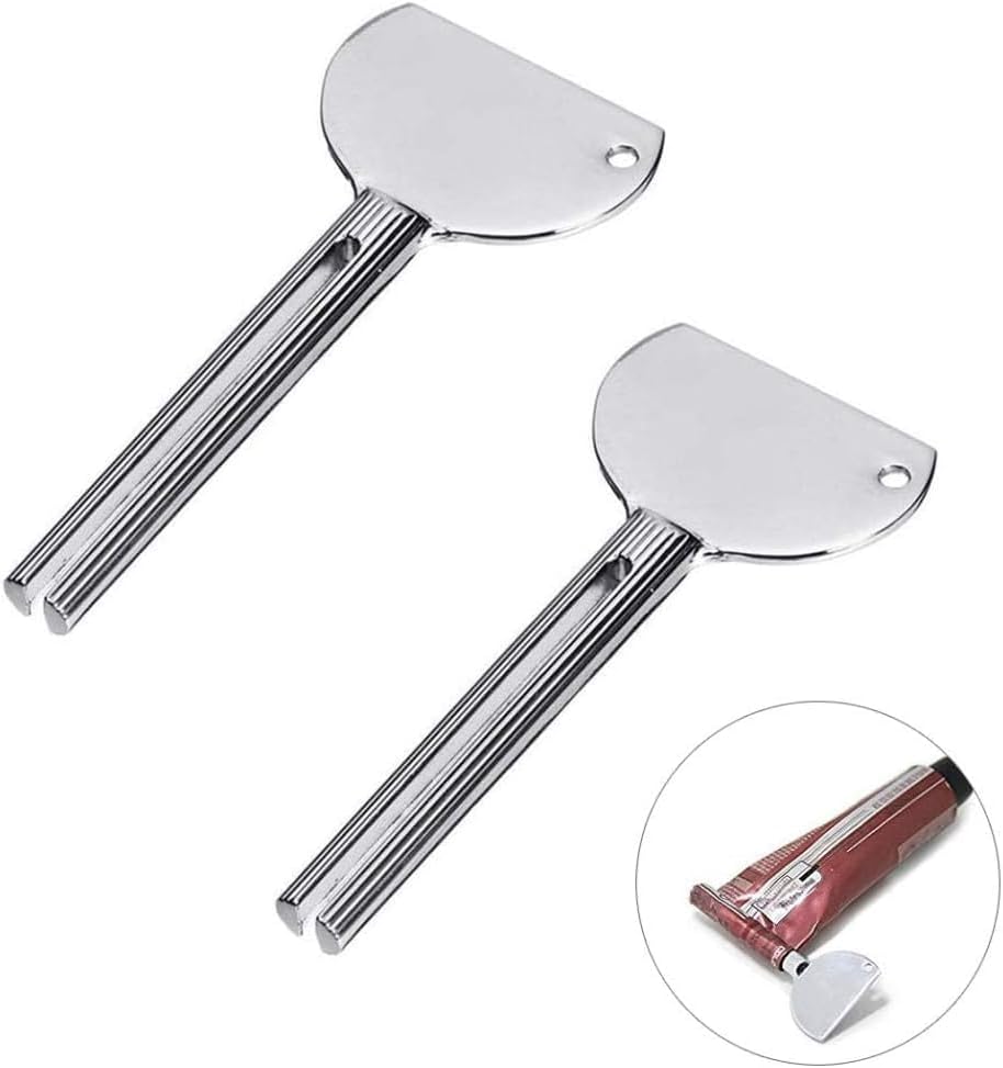 Juego de 2 Llaves Exprimidoras de Tubos de Acero Inoxidable para Pasta Dental, Accesorios Manuales para Salón (Plateado) - imagen 1