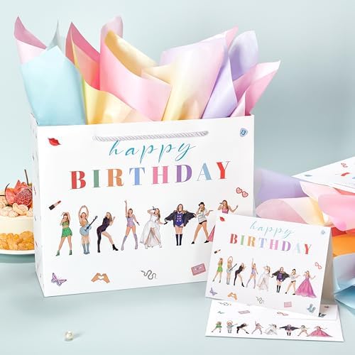 Bolsas de Regalo Grandes Crisky para Cumpleaños de Mujeres con Papel de Seda y Tarjeta, para Amantes de la Música, 13 - imagen 3