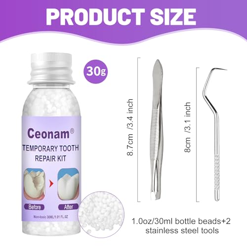 Kit de Reparación de Dientes Moldable 1.0oz / 30ml con Pinzas de Acero Inoxidable y Pua Dental, Reemplazo Temporal de Dientes y Reparación de - imagen 2