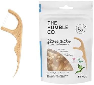 The Humble Co, Palillos de Hilo Dental 2 en 1, Sabor Menta, 50 Piezas - imagen 1