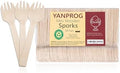 YANPROG Mini Sporks de Madera Desechables 4 - 100 Piezas de Cucharas y Tenedores de Abeto Biodegradables para Fiestas, Bodas y Campamentos - imagen 1