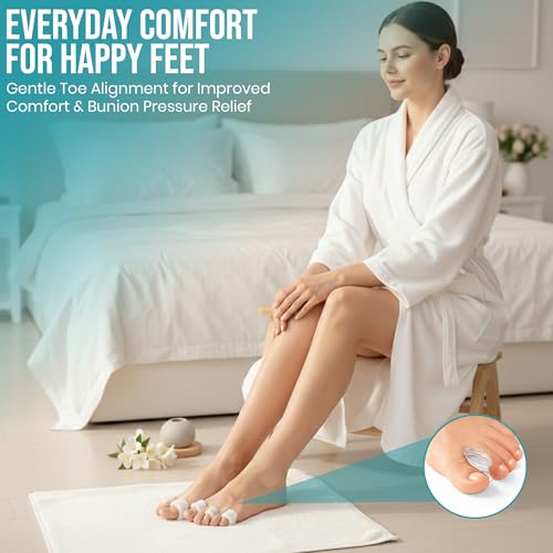 Iconikal Paquete de 8 Separadores de Dedos de Gel, Medianos, Cojín para Juanetes y Corrector para Alivio del Dolor en los Pies - imagen 7