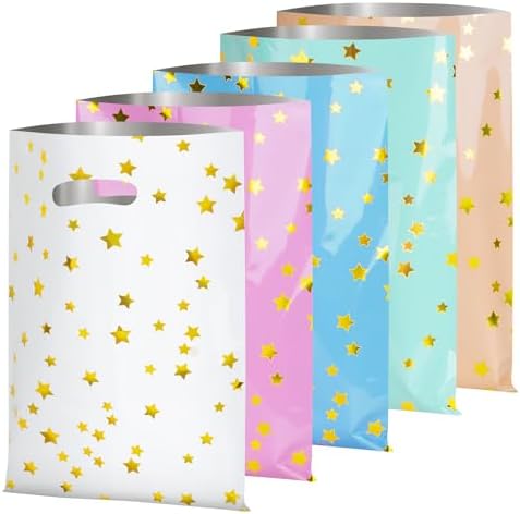 LEKOKO 50 Pzs Bolsas de Regalo para Fiesta, Lindas Bolsas de Dulces con Estrella para Cumpleaños y Baby Shower, Paquete para Niños - imagen 1