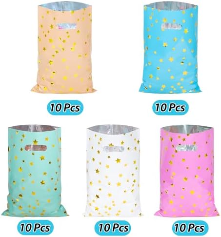 LEKOKO 50 Pzs Bolsas de Regalo para Fiesta, Lindas Bolsas de Dulces con Estrella para Cumpleaños y Baby Shower, Paquete para Niños - imagen 3