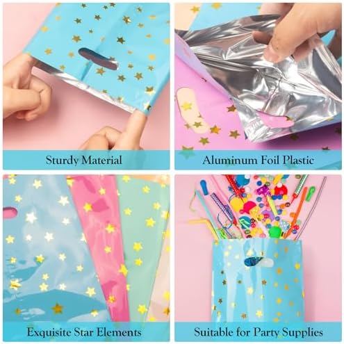 LEKOKO 50 Pzs Bolsas de Regalo para Fiesta, Lindas Bolsas de Dulces con Estrella para Cumpleaños y Baby Shower, Paquete para Niños - imagen 4