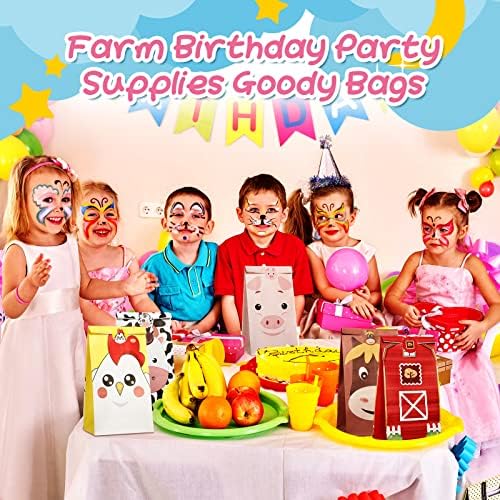 Dianelhall 30 Piezas de Bolsas de Regalo para Fiesta de Granja 9.5 x 5.2 Pulgadas, Bolsas de Dulces de Animales para Pascua, 6 Diseños - imagen 2